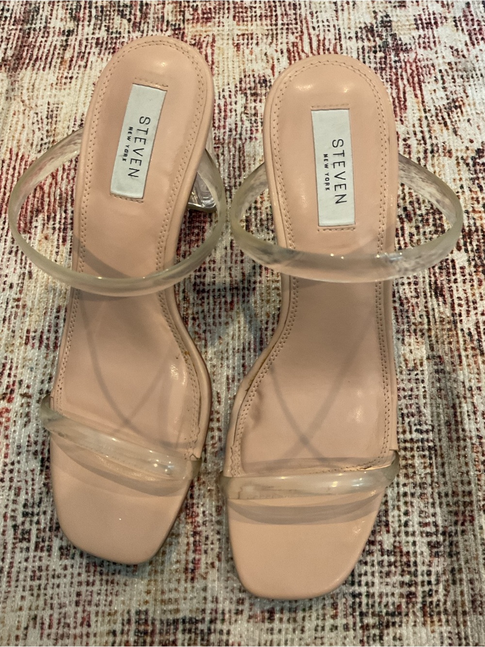 Steven by Steve Madden Blush Pink Clear-Strap Heeled Sandals